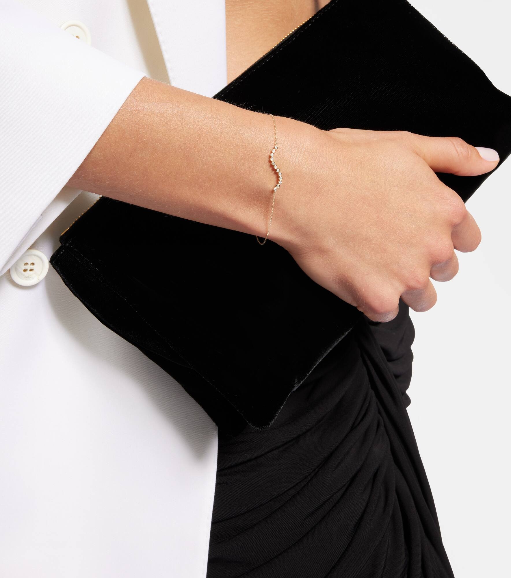 14kt gold wave bracelet with diamonds - 4
