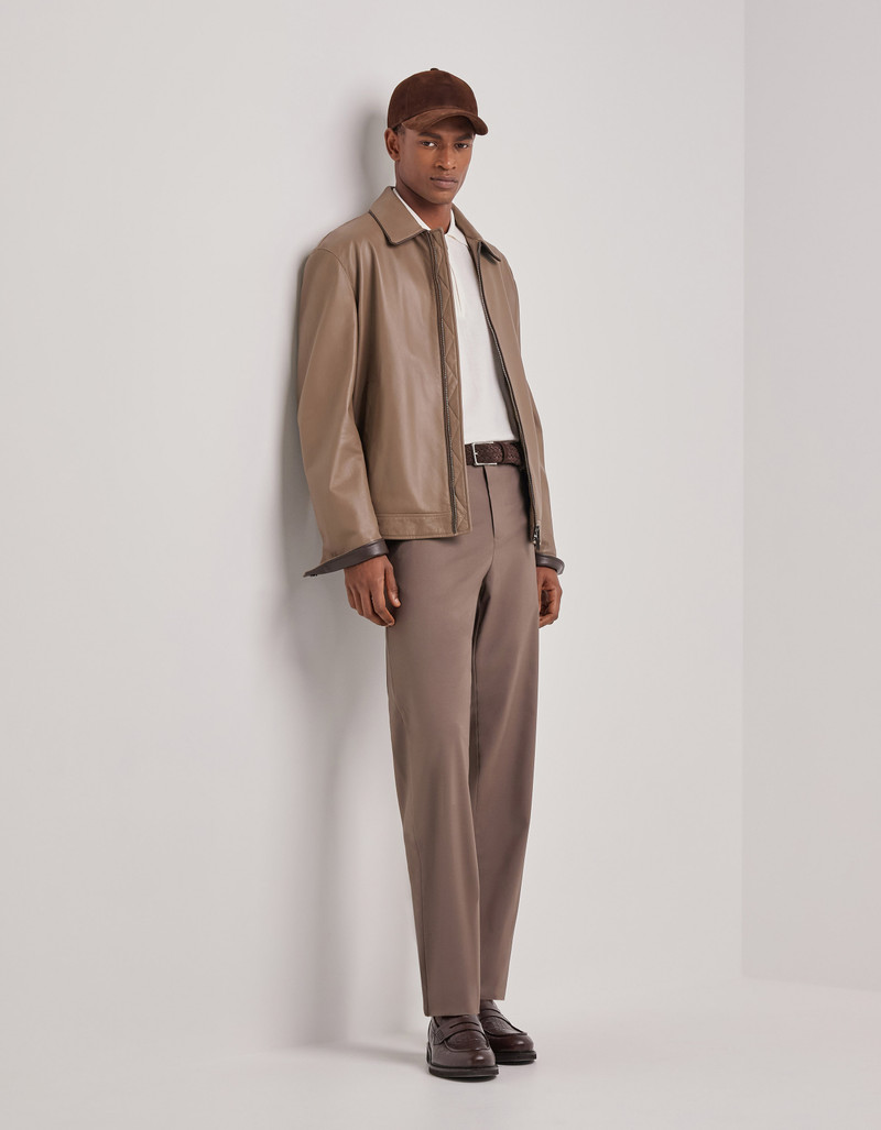 Canali TAUPE TRAVEL WOOL REGULAR FIT DRAWSTRING PANTS outlook