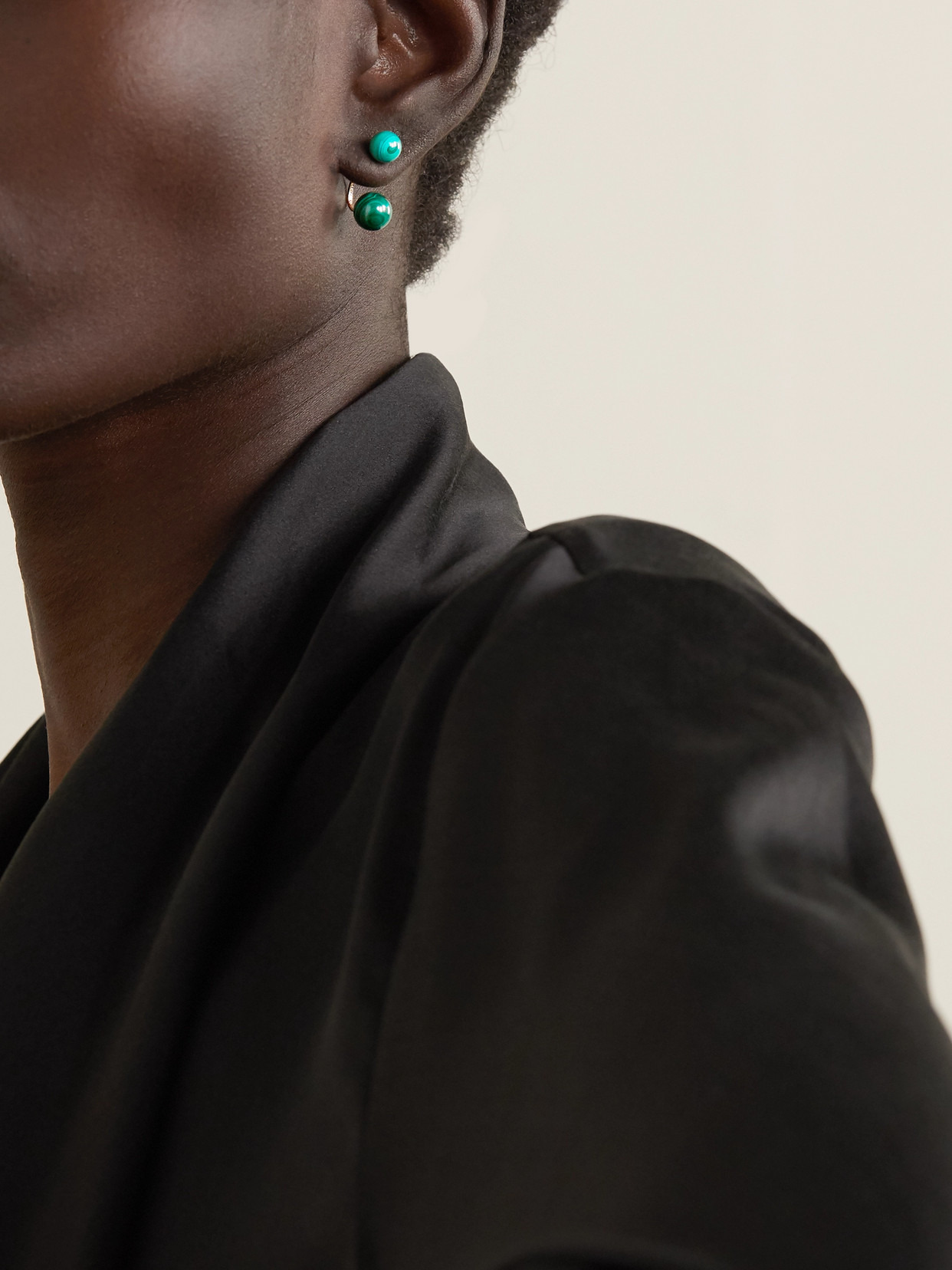 14-karat Gold Malachite Earrings - 2