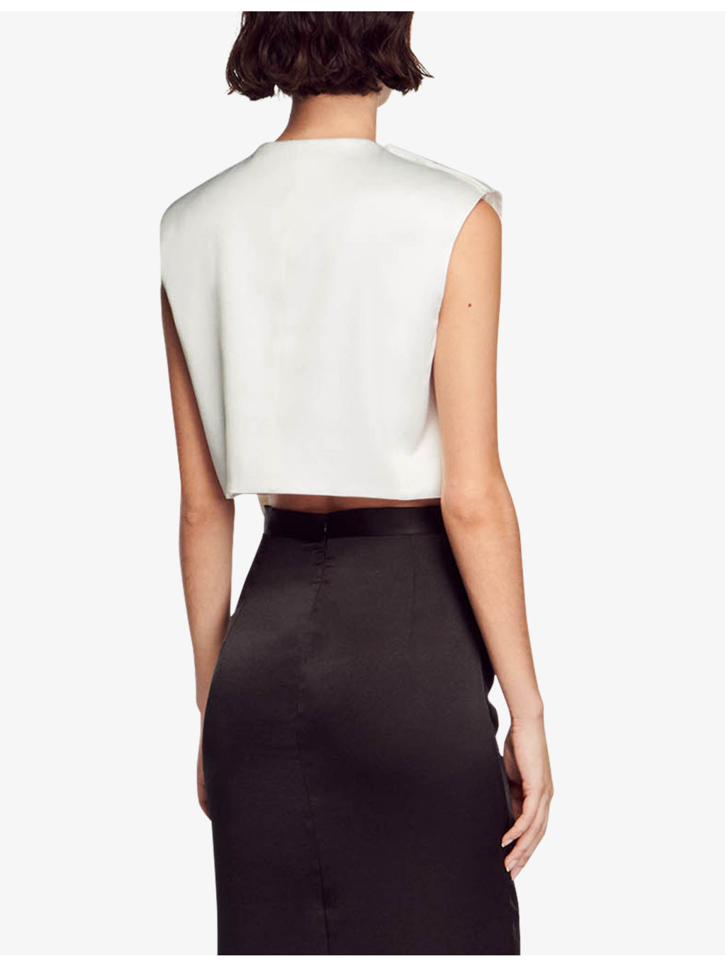 Passy bow-embellished stretch-satin crop top - 4