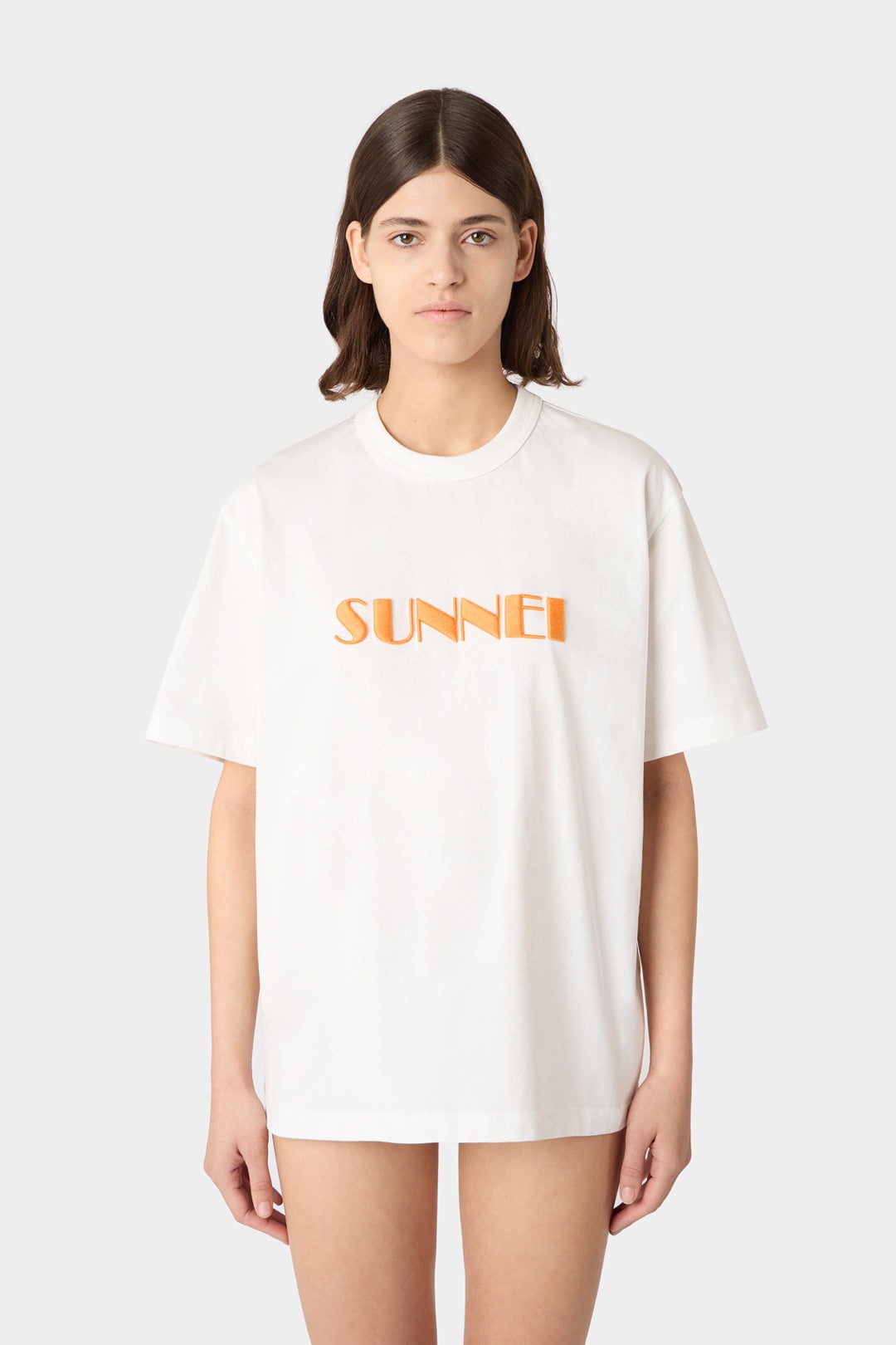 EMBROIDERED BIG LOGO T-SHIRT / off-white & peach - 3