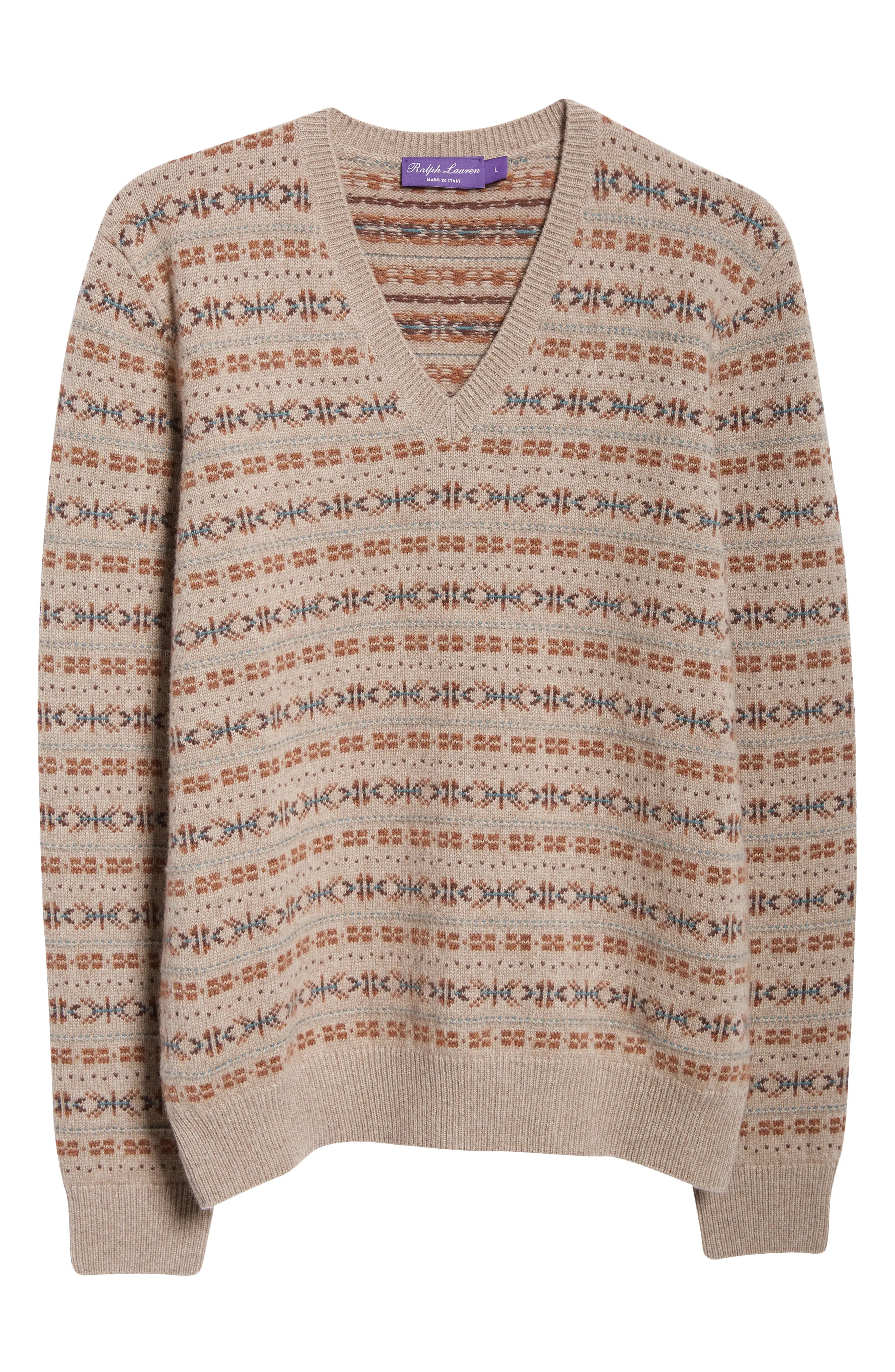 Fair Isle Cashmere V-Neck Sweater - 5