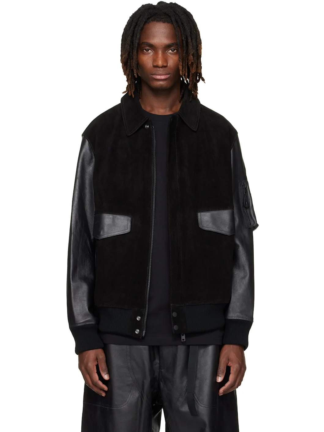 Black Mercedes-AMG F1 Edition Racing Leather Jacket - 1