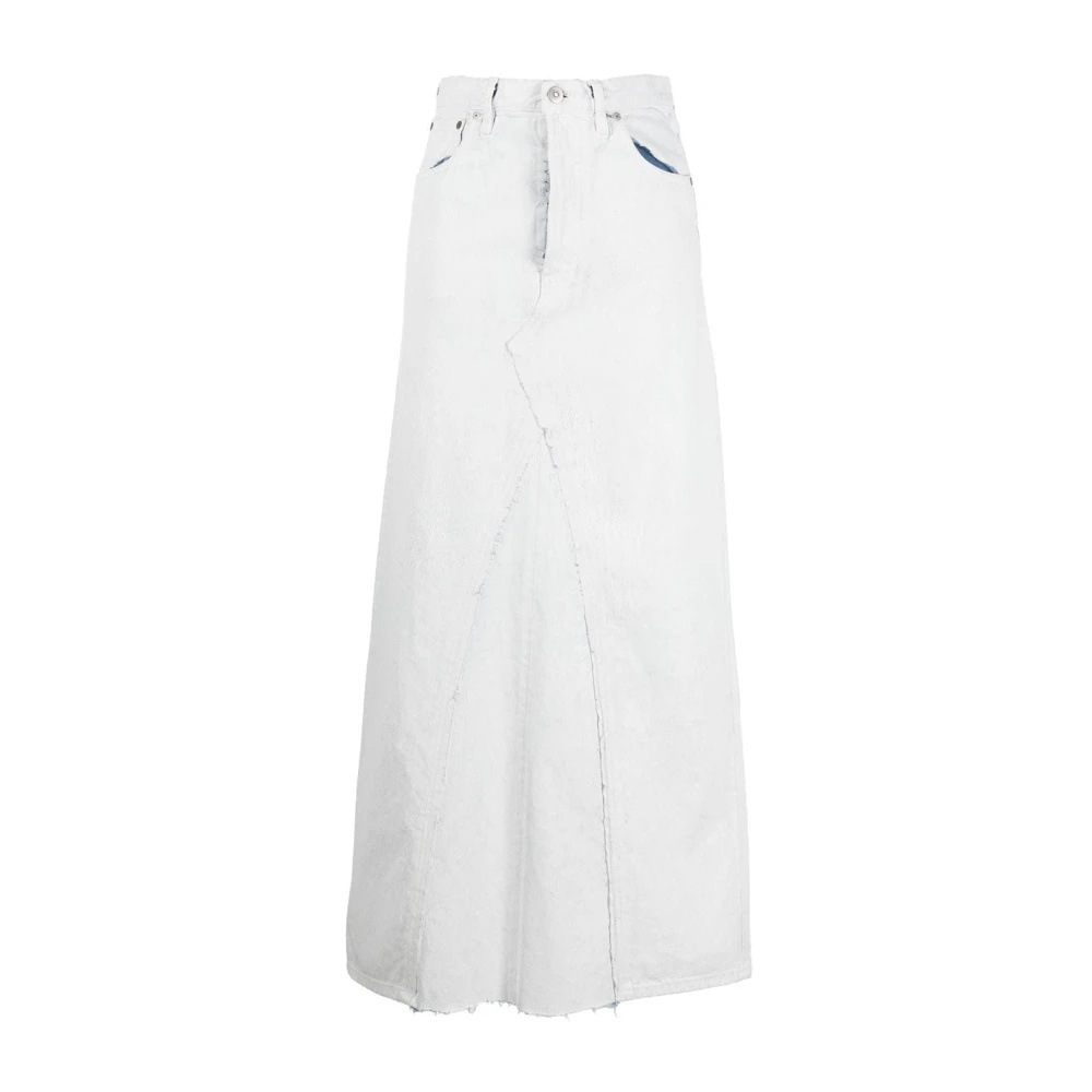 【関税＆送料込み】Maison Margiela White Denim Skirt Maison Margiela Gathered Denim Midi Skirt | White | FARFETCH