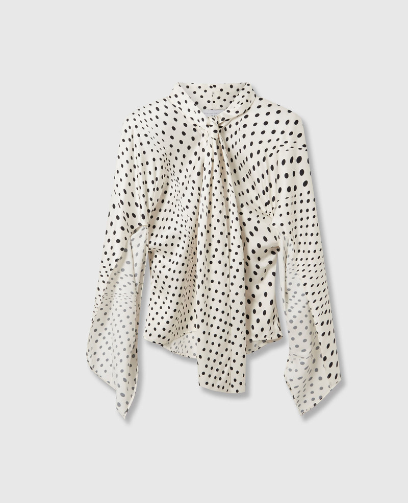 Tie-Neck Polka Dot Viscose Shirt 1
