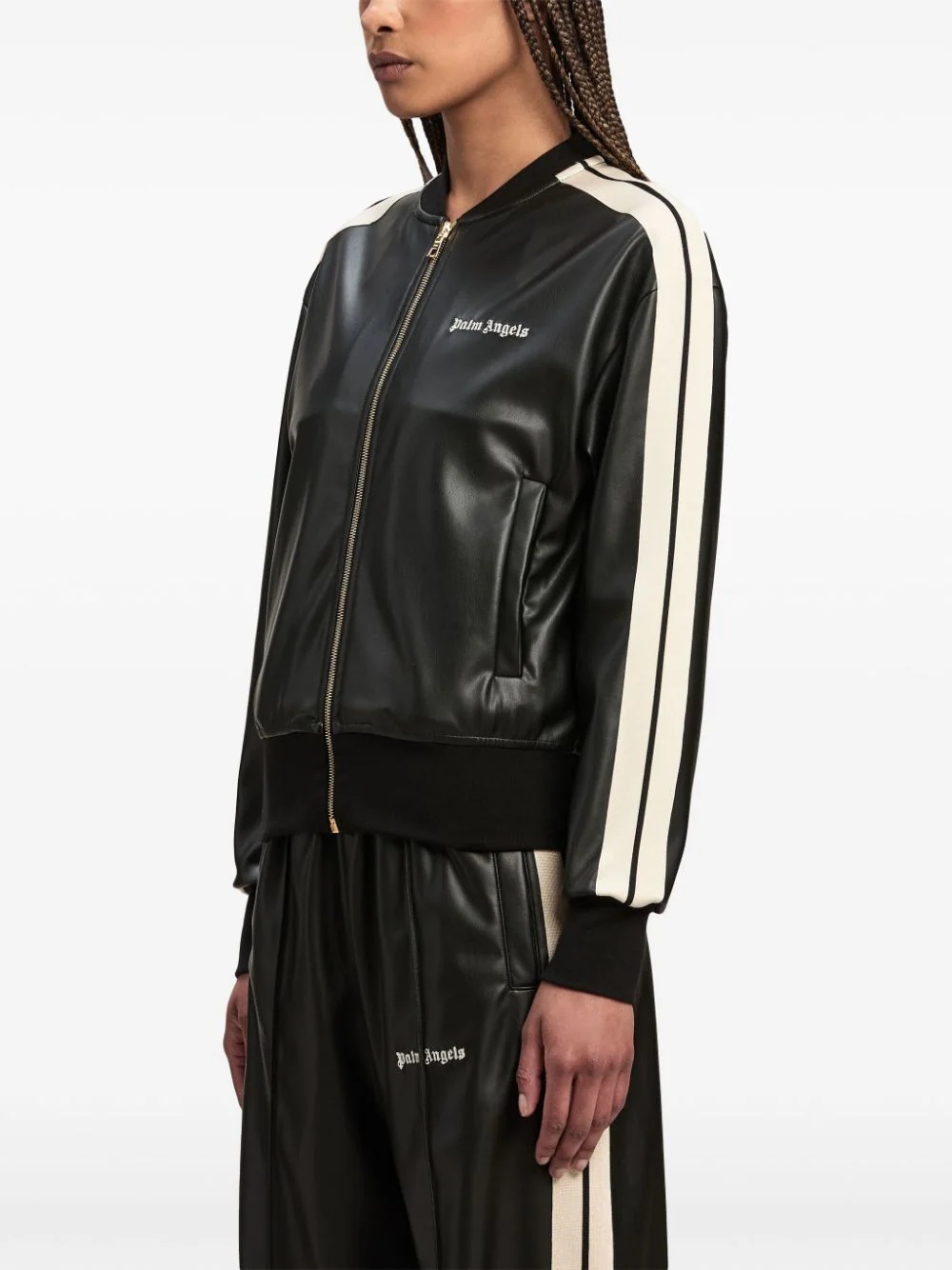 Leather Effect Track Bomber Jacket - 4