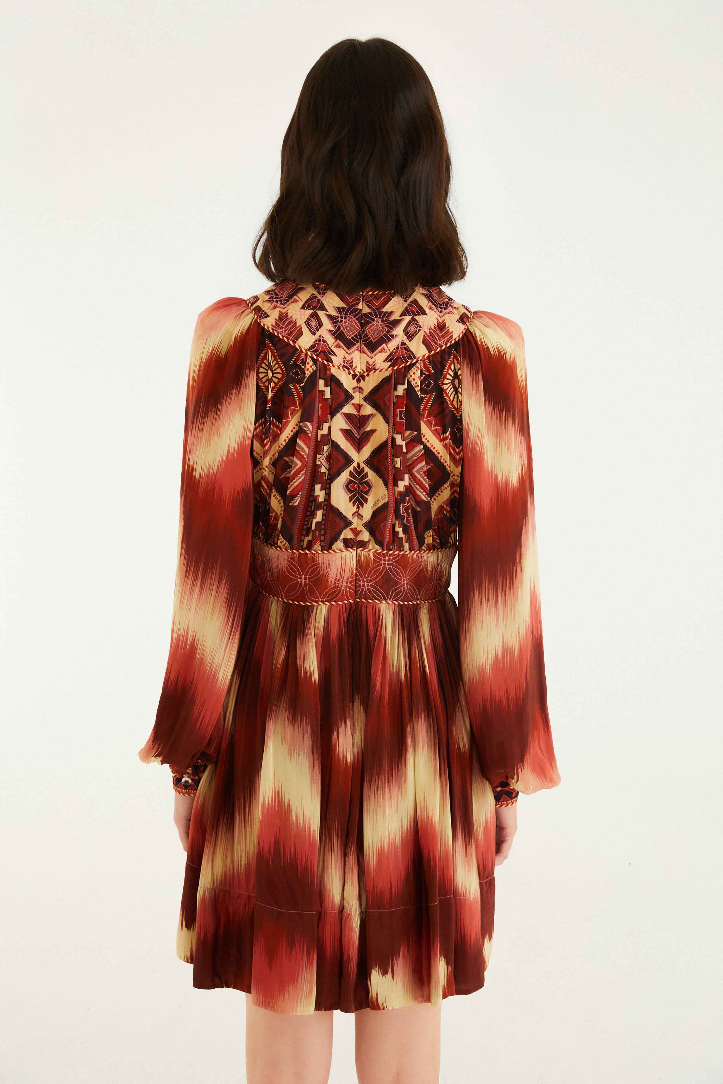 Red Amanda Stripes Tapestry Quilted Mini Dress - 4