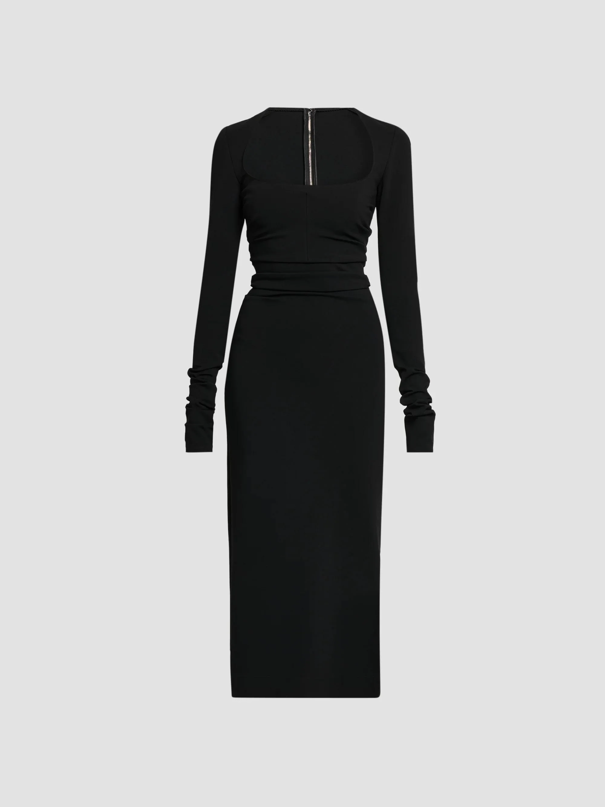 Women's Jersey Scoopneck Midi Dress - Nero - 1