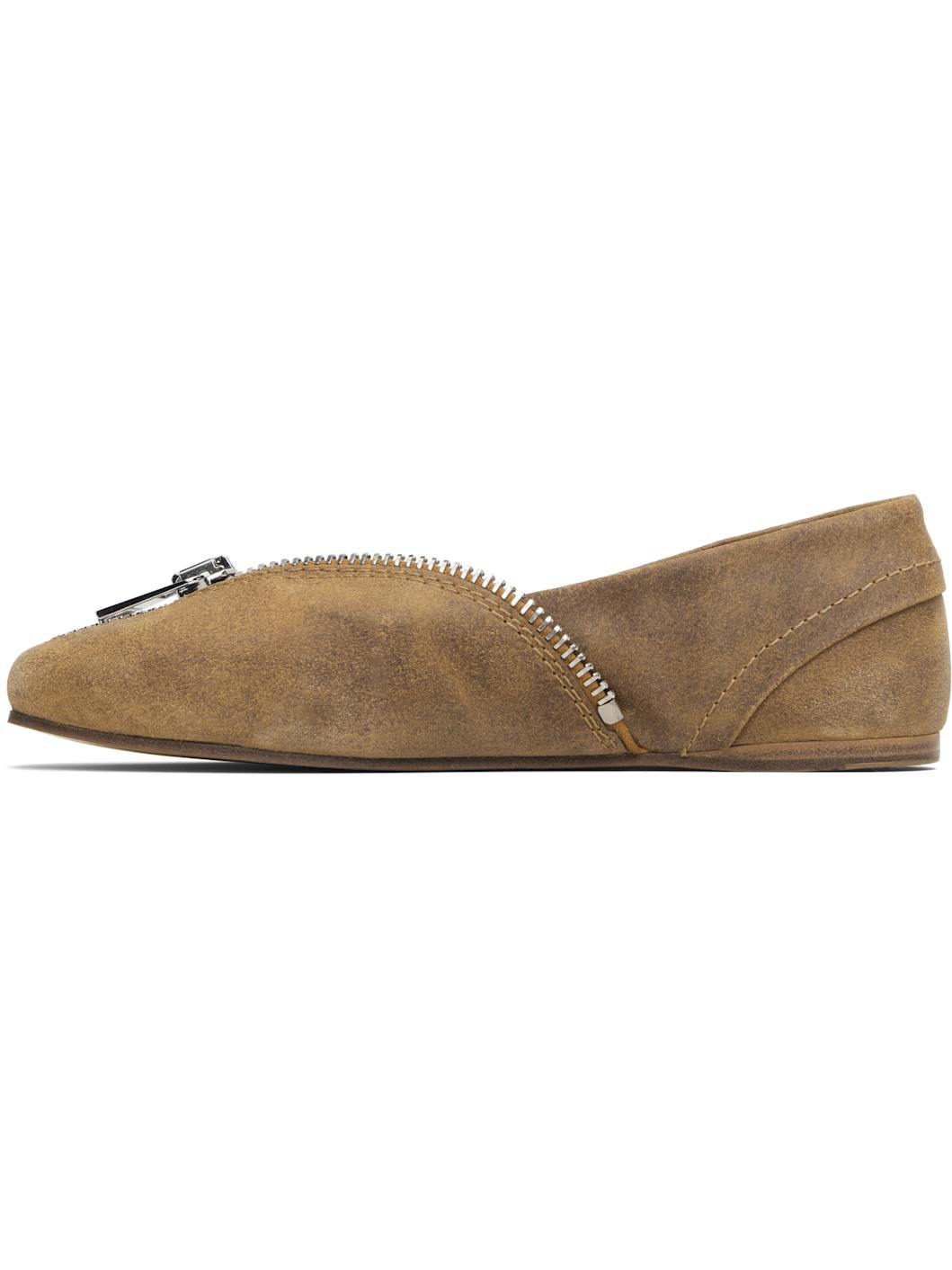 Tan Biker Ballerina Flats - 3