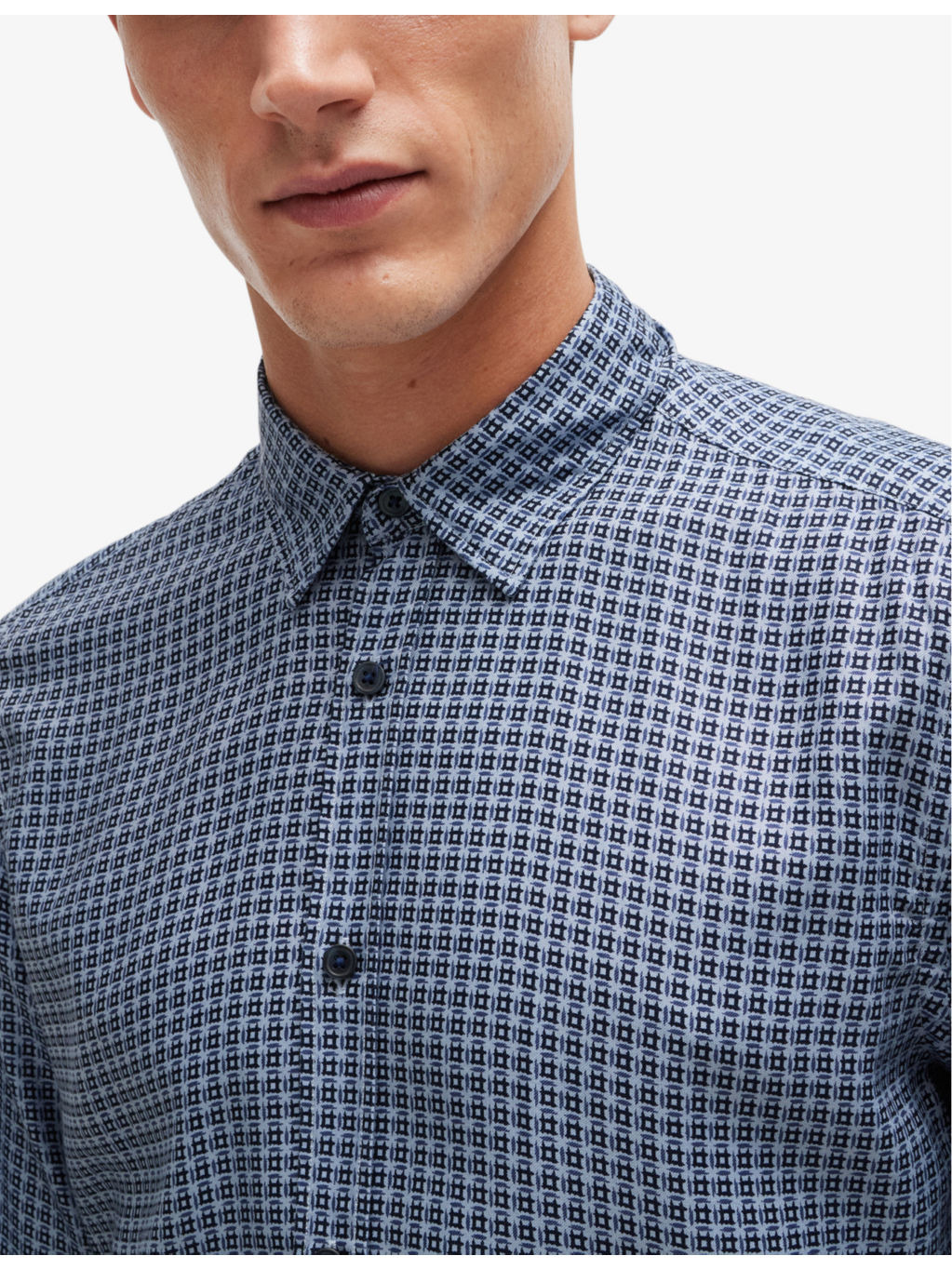 Regular-fit geometric-print chambray shirt - 5