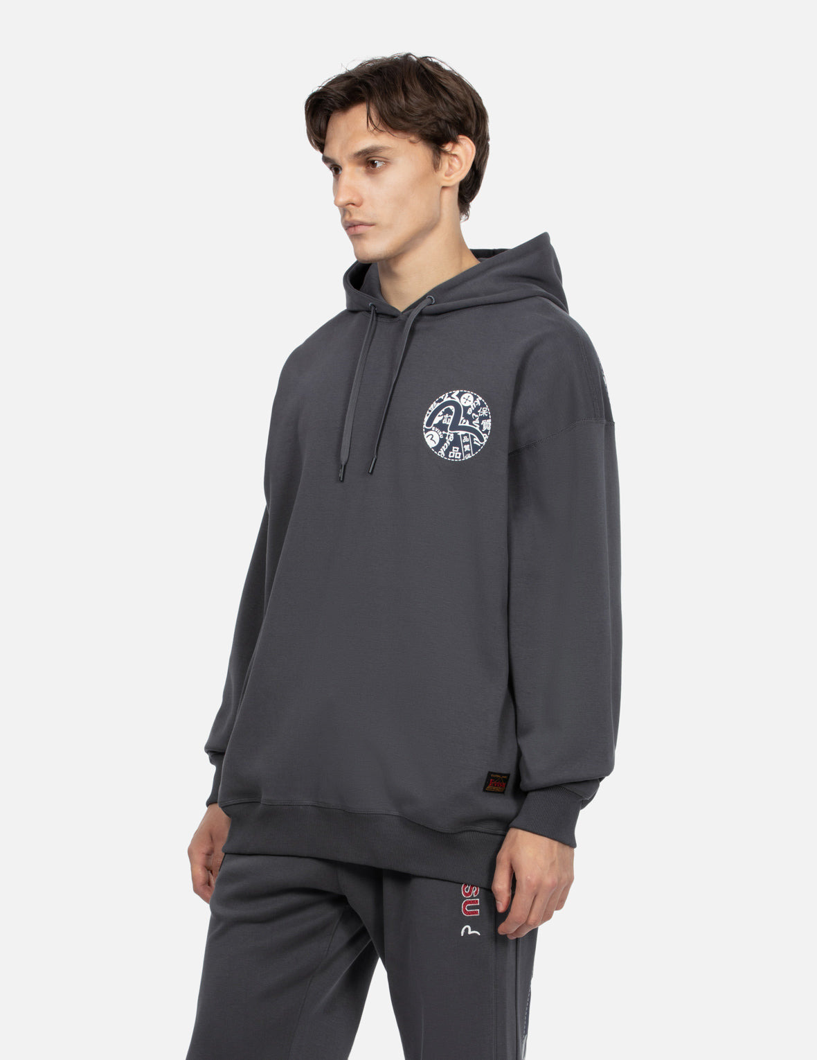 SEAGULL PRINT AND LOGO EMBROIDERY LOOSE FIT HOODIE - 8