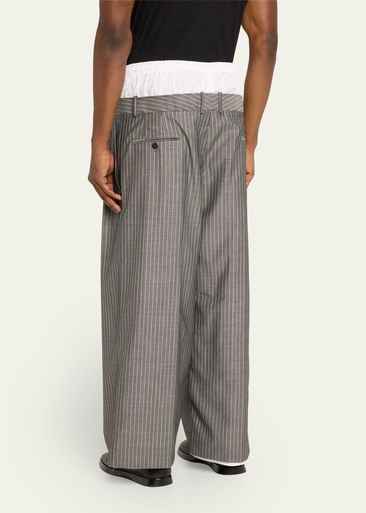 HED MAYNER Men's Pinstripe Wool Boxer Trousers
