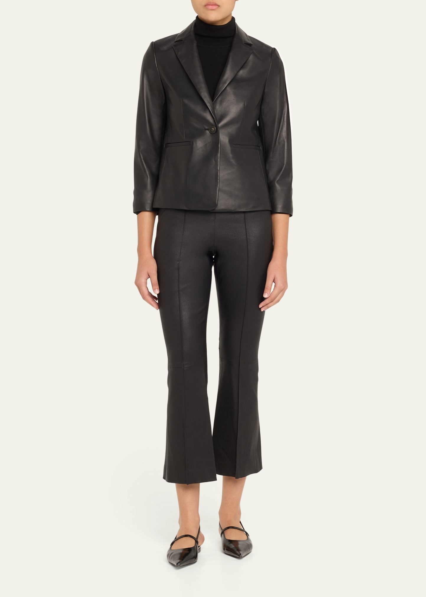 Cropped Flare Leather Pants - 2
