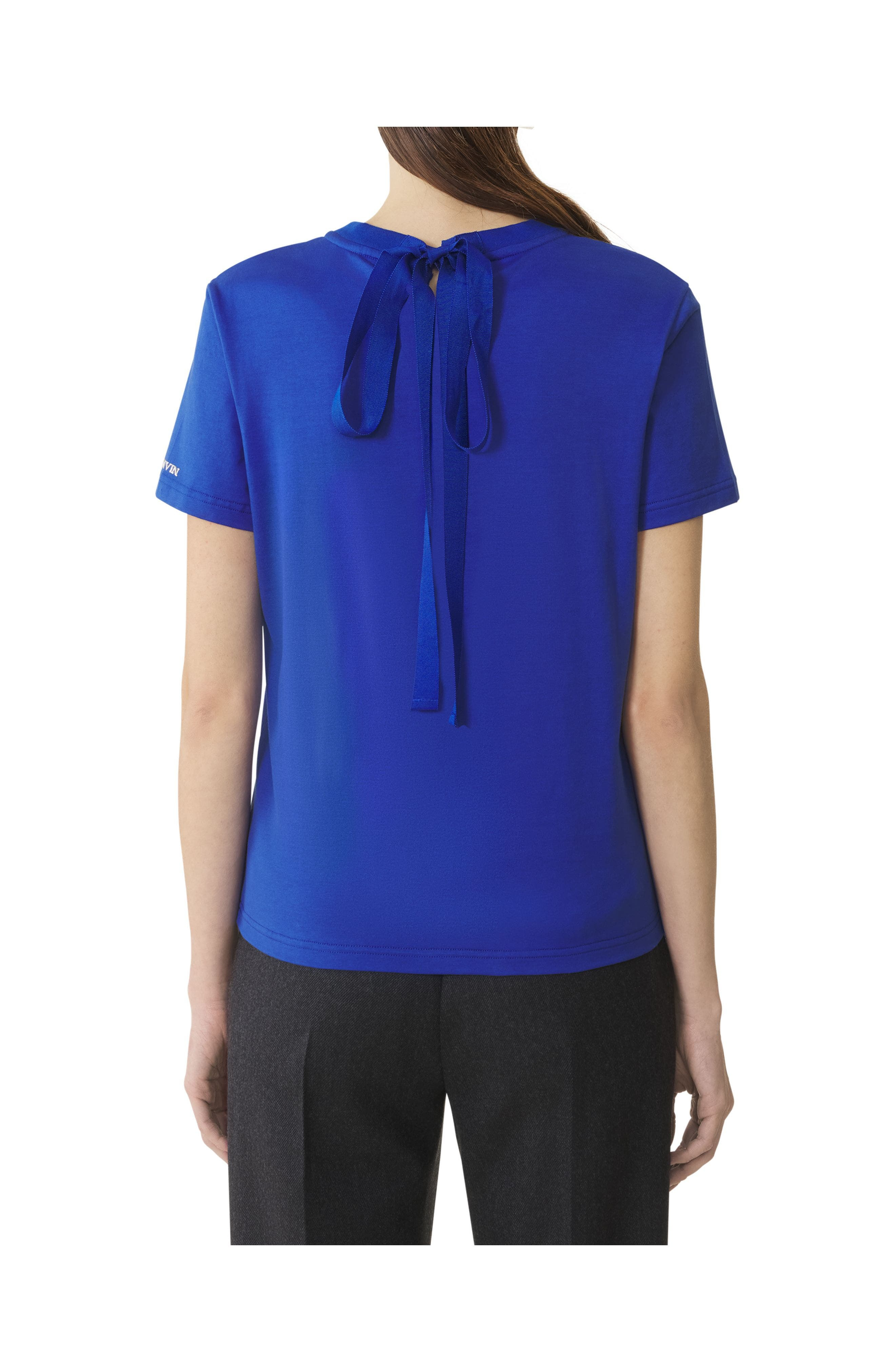 Lanvin Cotton T-Shirt With Ribbon Detail in Indigo at Nordstrom - 4