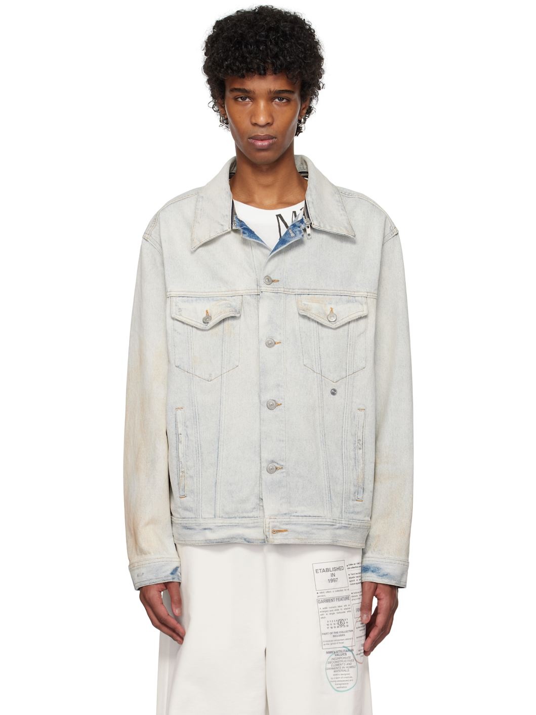 Blue Distressed Denim Jacket - 1
