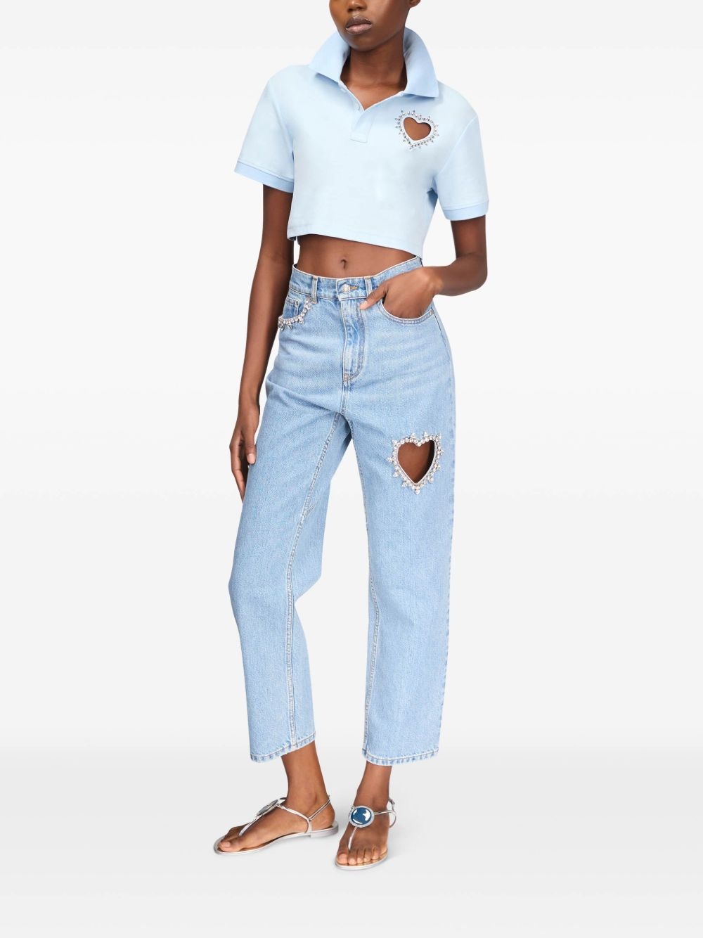 crystal-embellished cropped polo - 3
