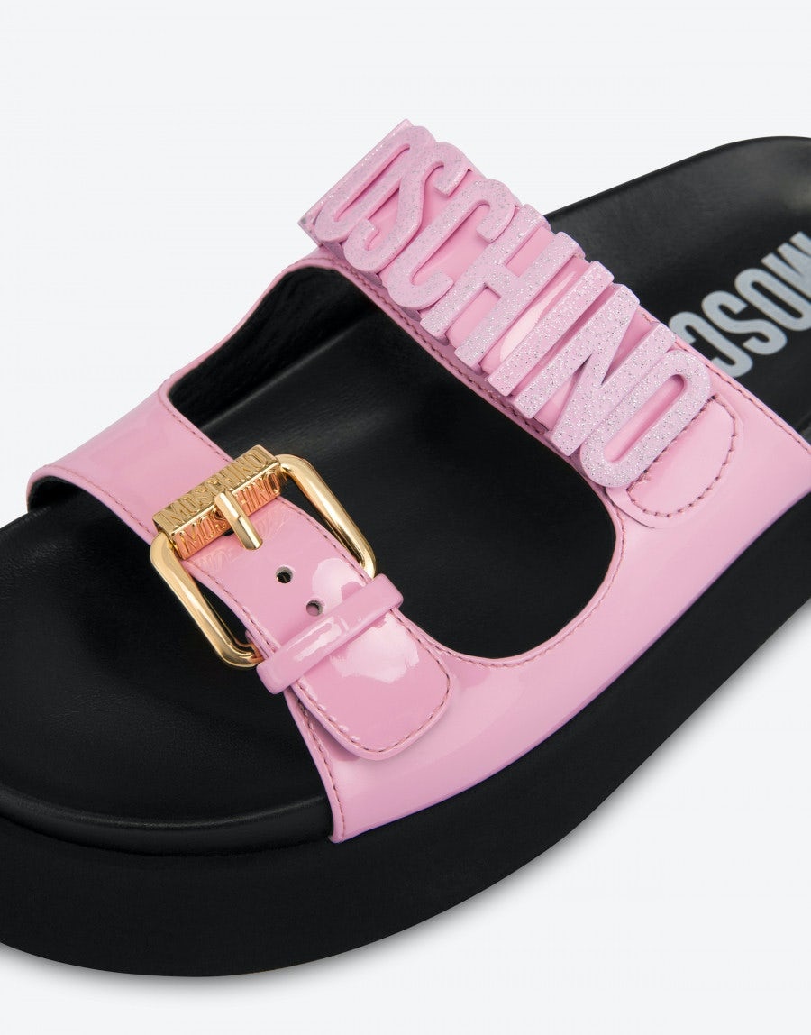 PATENT LEATHER SANDALS WITH BUCKLE - 4