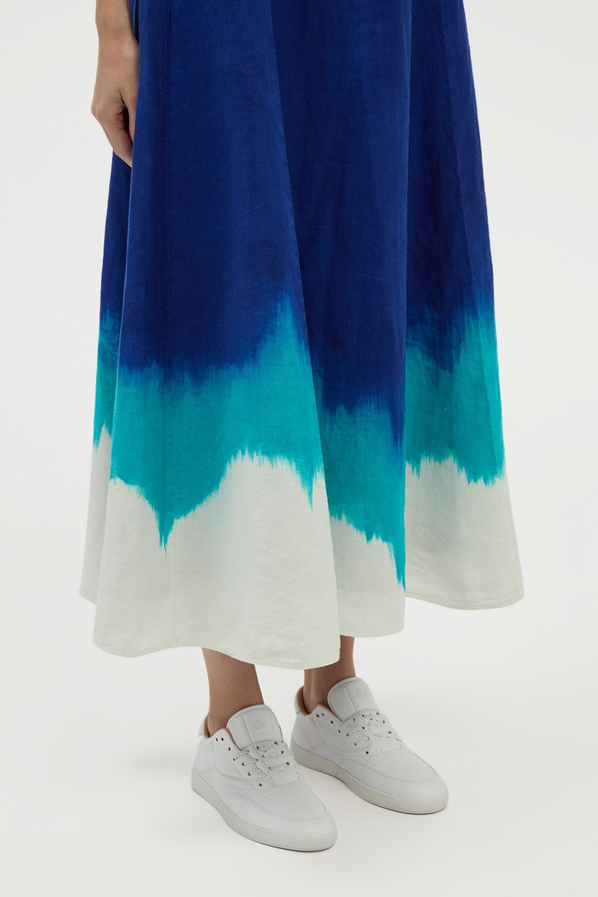 Alessia Maxi Dress in Cobalt Multi Linen Twill - 6