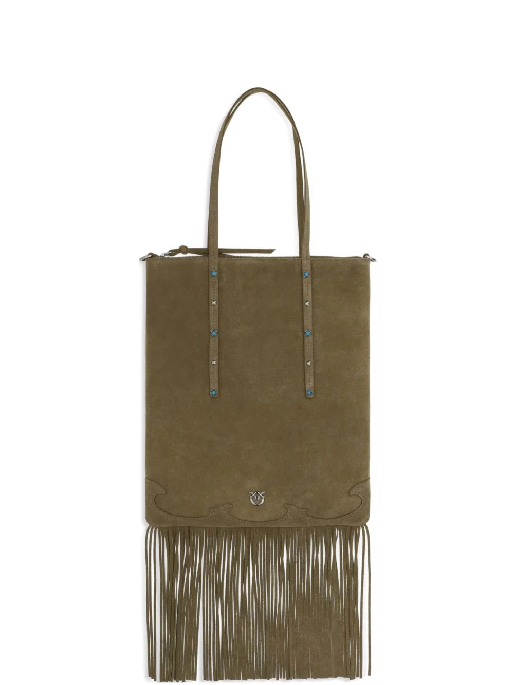 fringed studs suede mini tote bag - 1