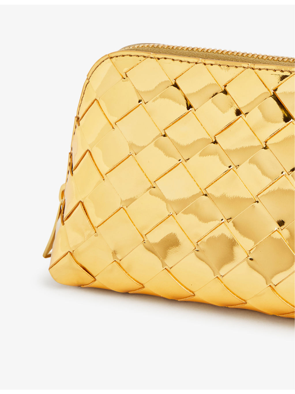 Intrecciato metallic-leather pouch - 2