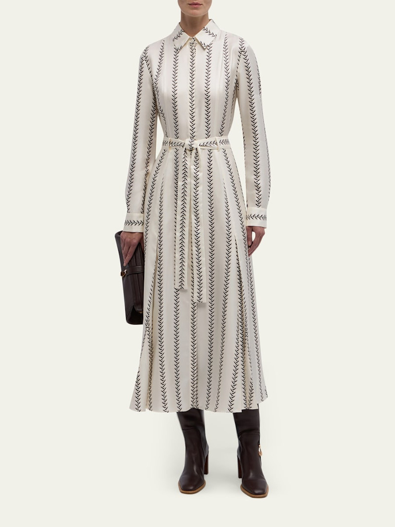GABRIELA HEARST Galway Riding-Boot Striped Silk Belted Midi Shirtdress outlook