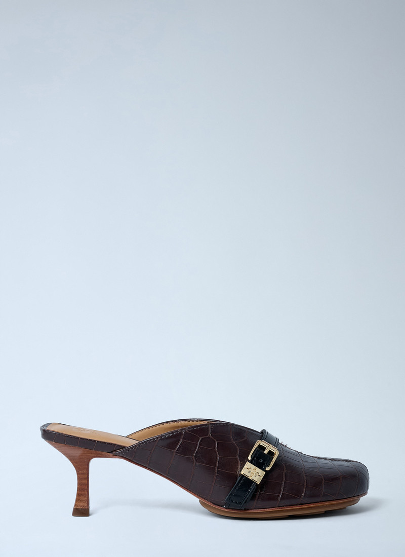 Ganni Women Sue Croc-Embossed Heeled Mules - 1