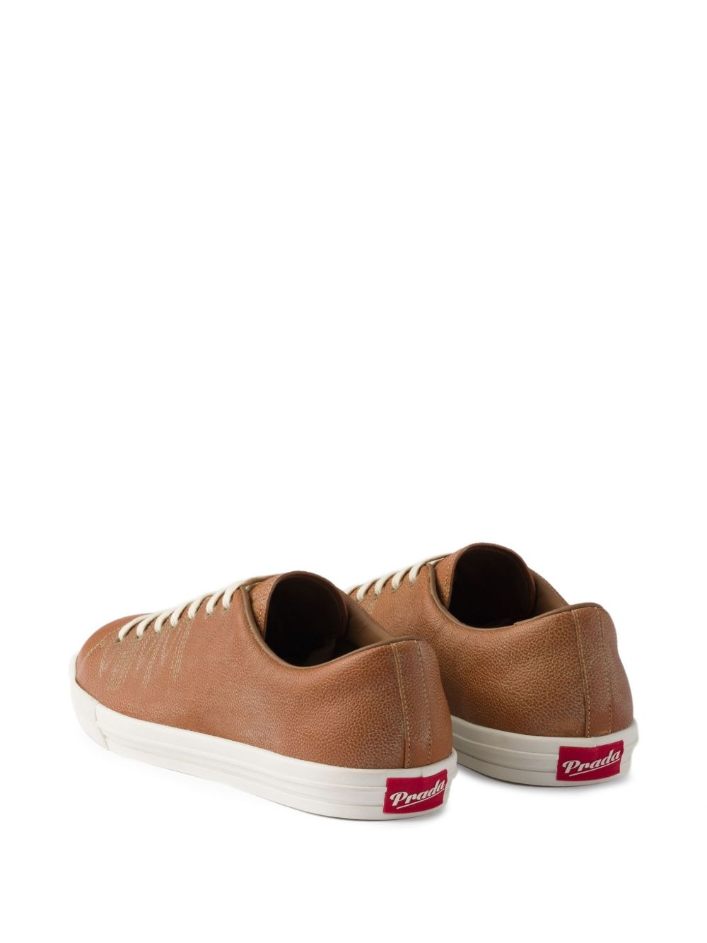 decorative-stitching leather low-top sneakers - 5