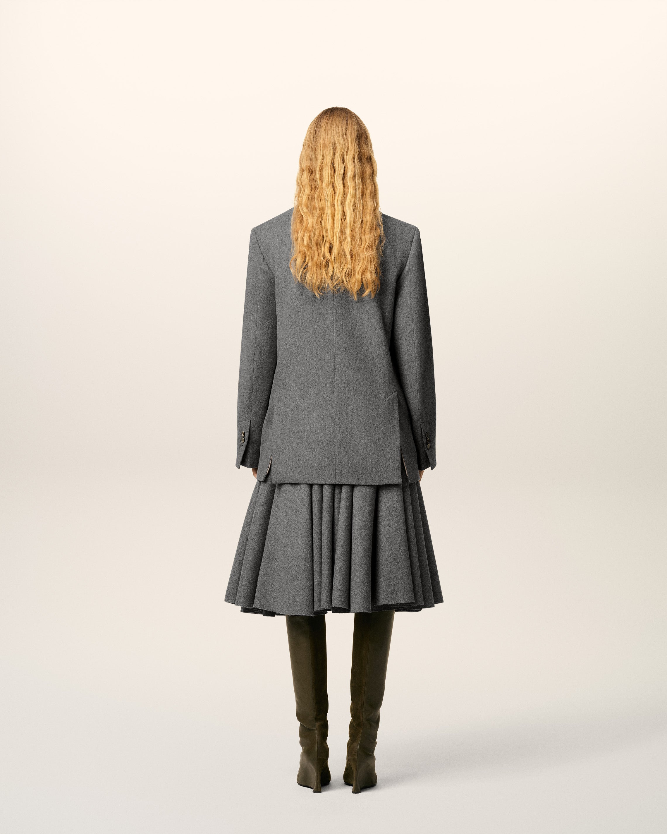 GREY WOOL LOOSE SINGLE BREASTED JACKET - 5