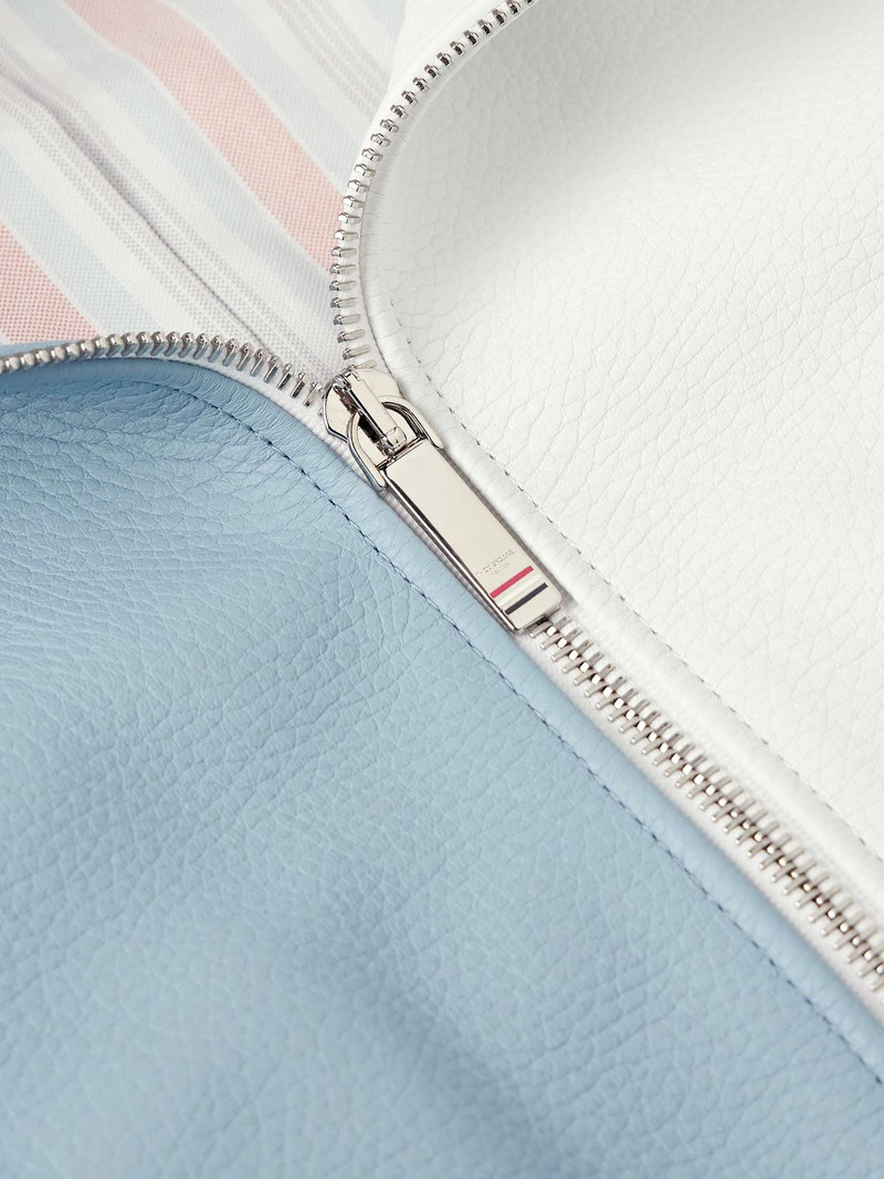 Colour-Block Striped Full-Grain Leather Blouson Jacket 5