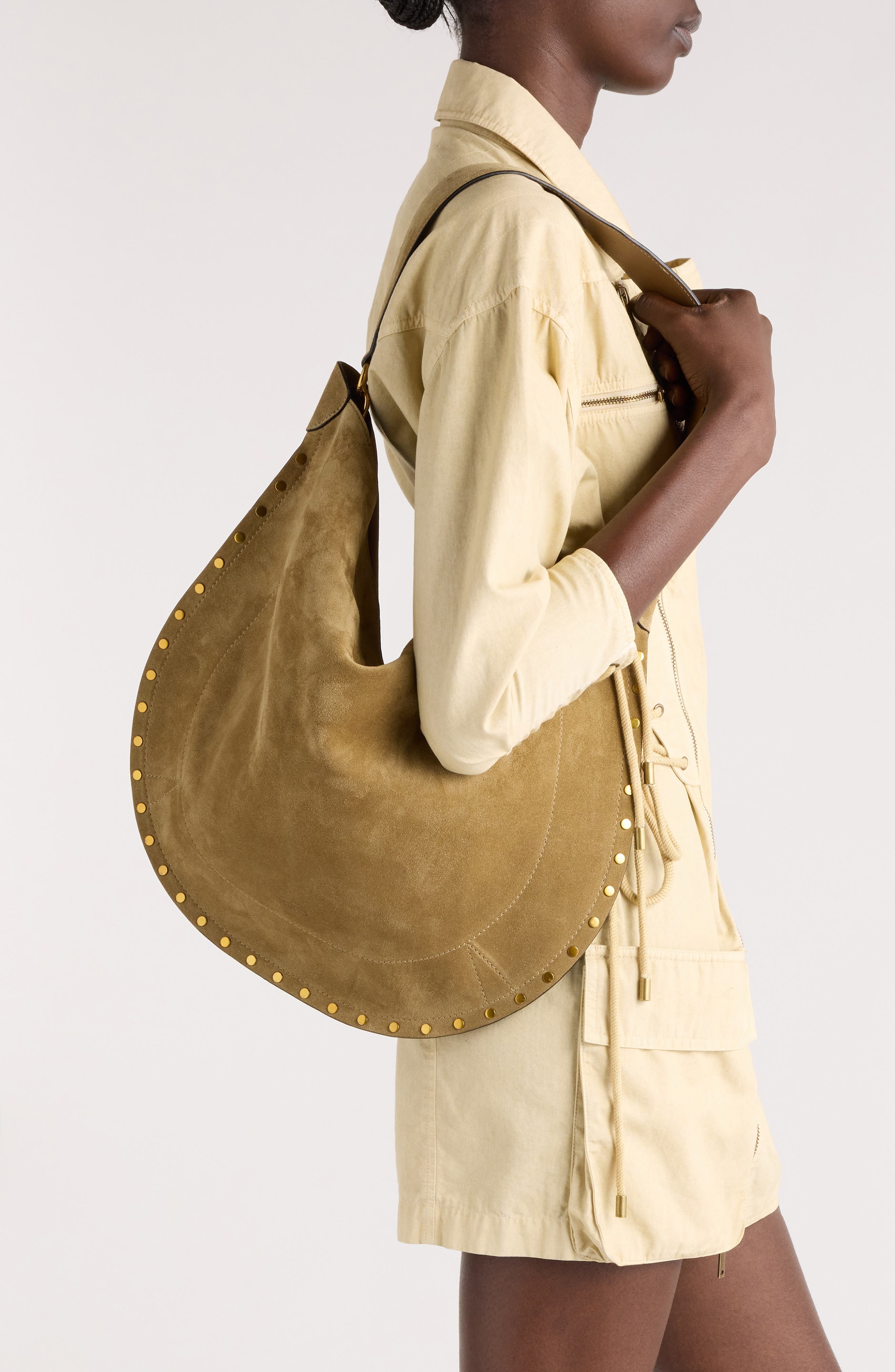 Isabel Marant Oskan Suede Hobo Bag in Taupe at Nordstrom - 2