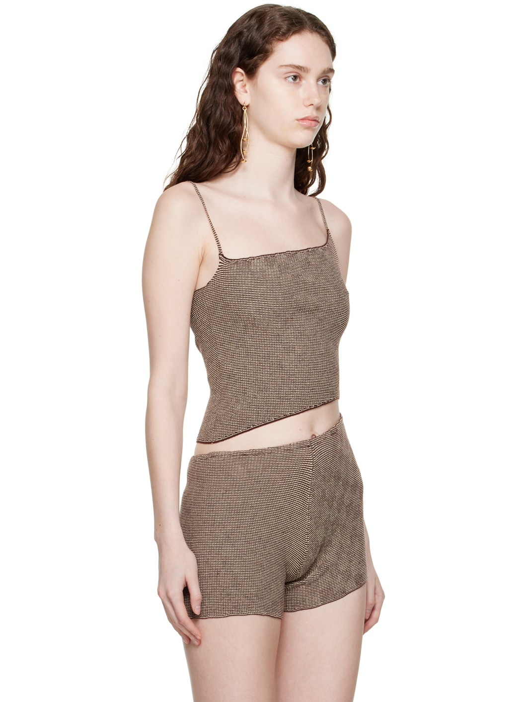 Brown Parallel Tank Top - 2