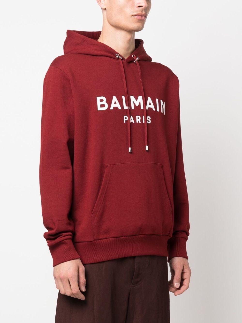 logo-print drawstring cotton hoodie - 3