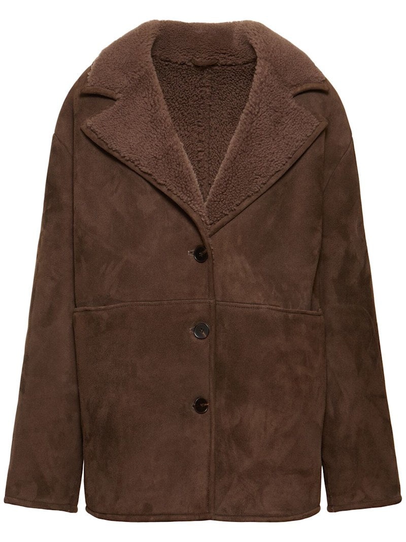 Cirebo Suede Shearling Coat Taupe - 1