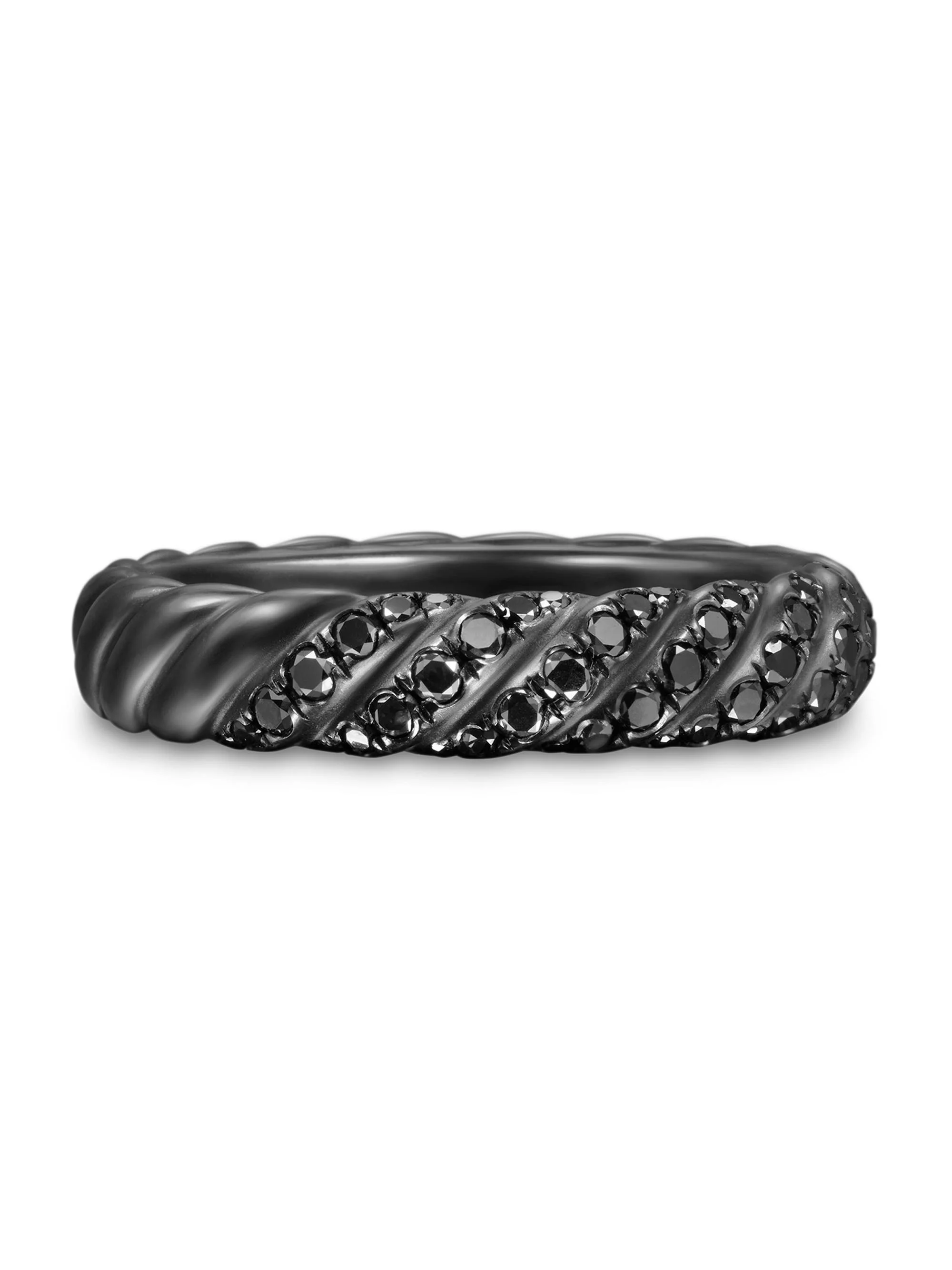 Women's Sculpted Cable Band Ring in Black Titanium - Black Diamond - 1
