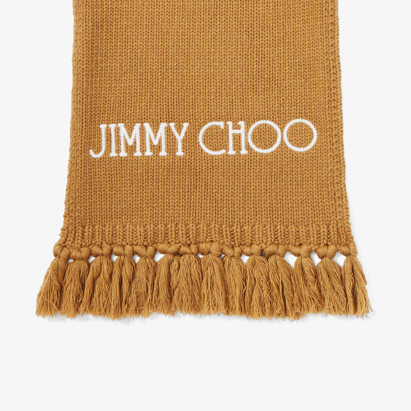 Jutta
Camel Wool Scarf with Embroidered Jimmy Choo Logo 3