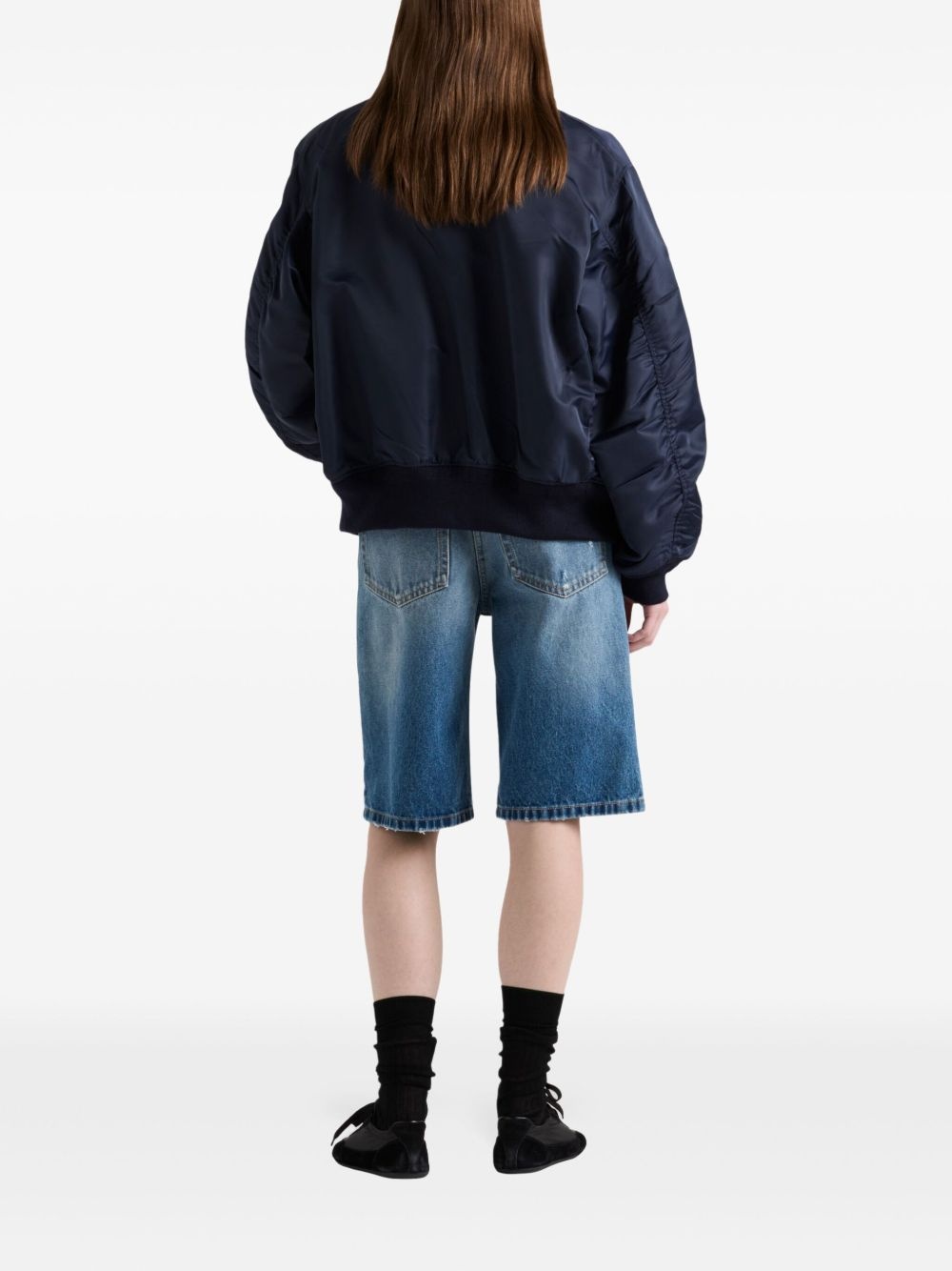 straight-leg denim shorts - 3