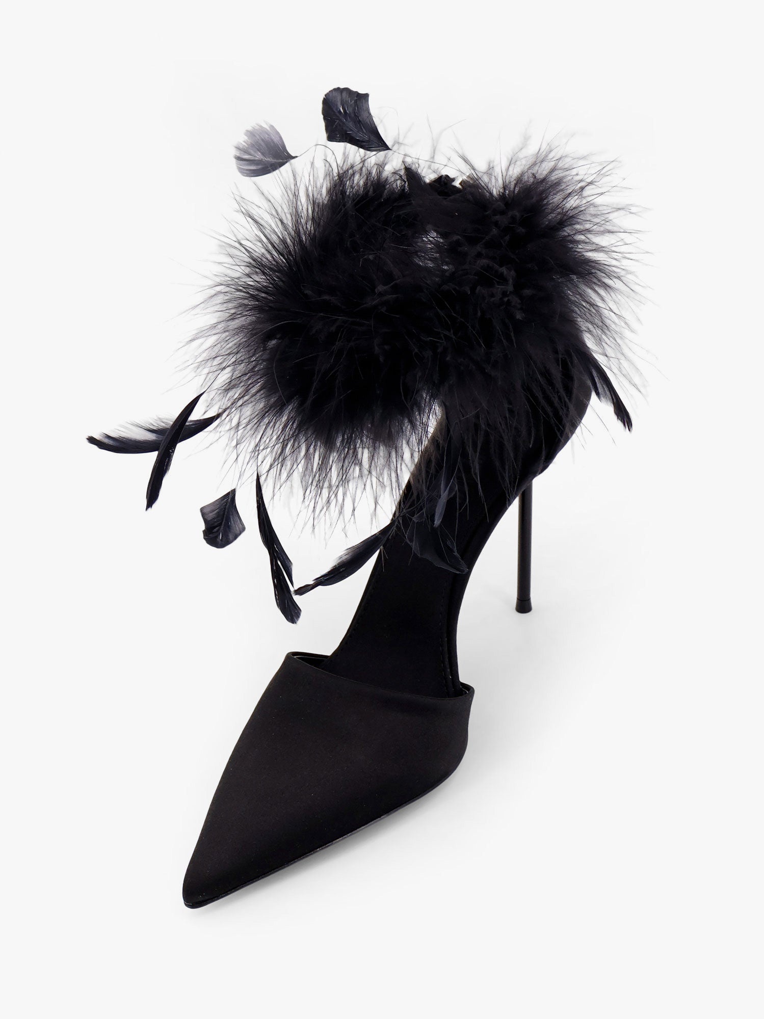 Paris Texas Lidia Satin Sandals With Feather Detail - 4