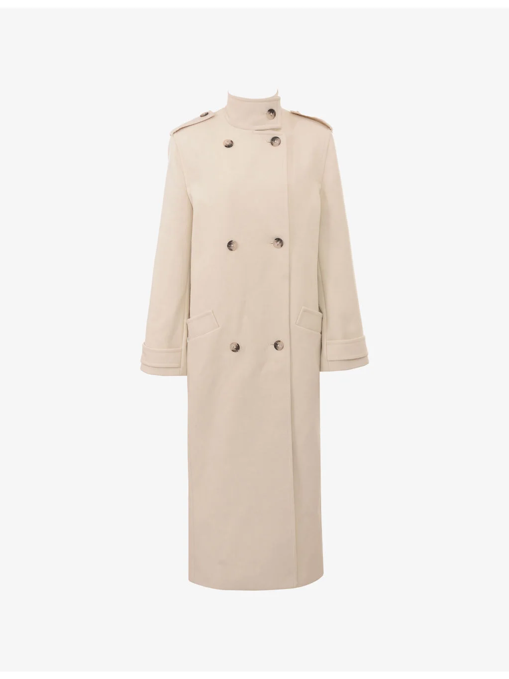 Sander Funnel-Neck Double-Breasted Woven Coat - 1