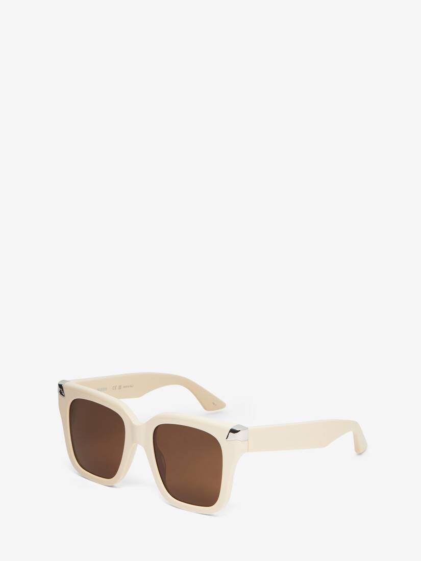 Women's Punk Rivet Oversize Sunglasses in Ivory - 2