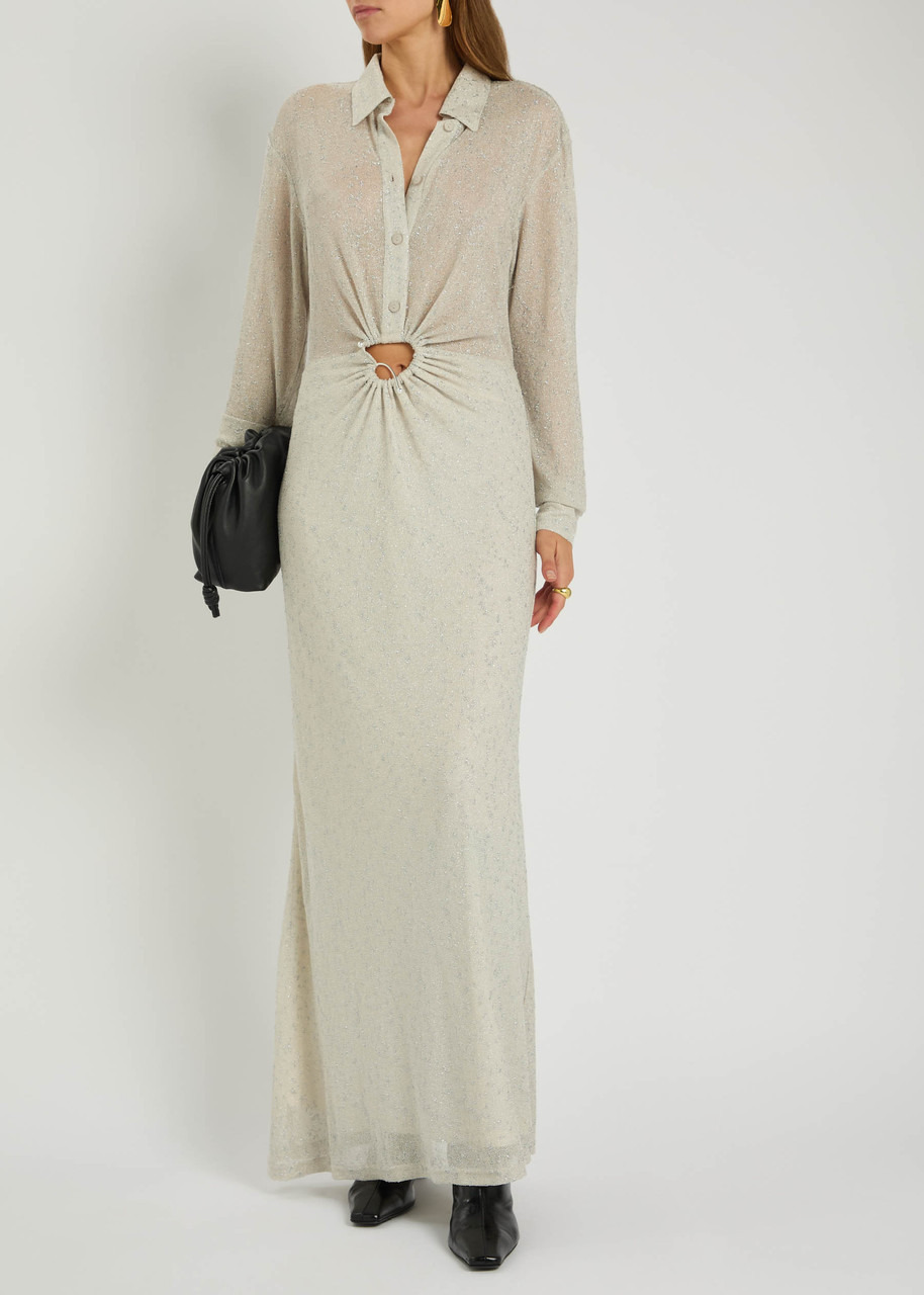 Christopher Esber Imber Cut-out Metallic-knit Maxi Shirt Dress - 4