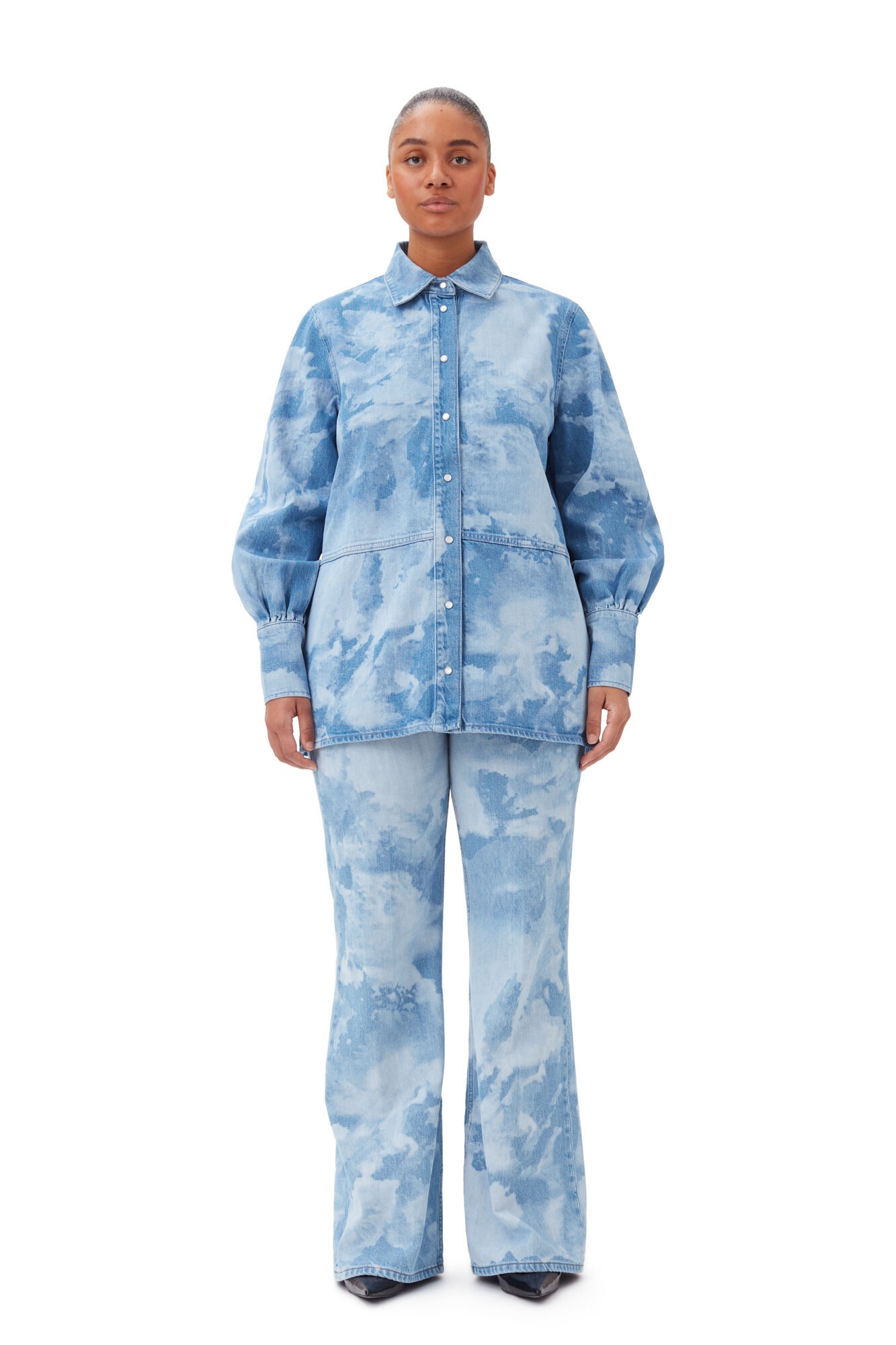 BLUE BLEACH DENIM SHIRT - 7