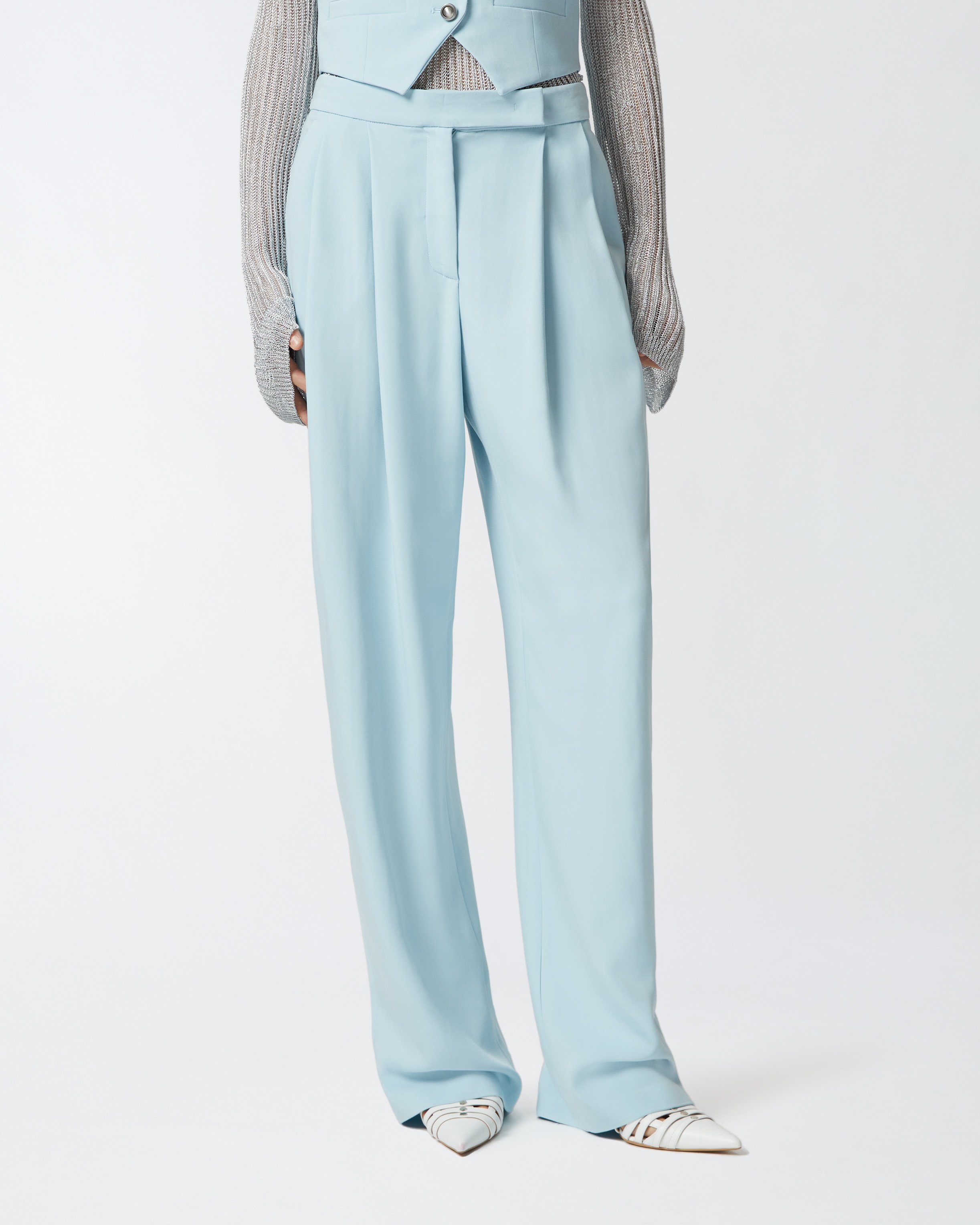 ELEGANT WIDE-LEG TROUSERS WITH DARTS - 3