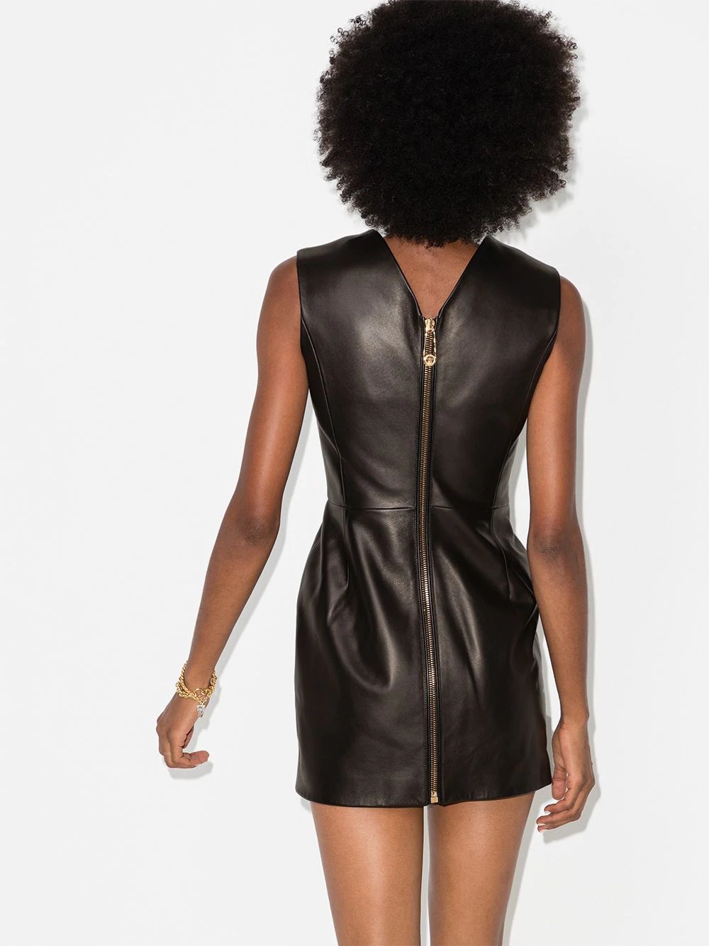 fitted lambskin mini dress - 3