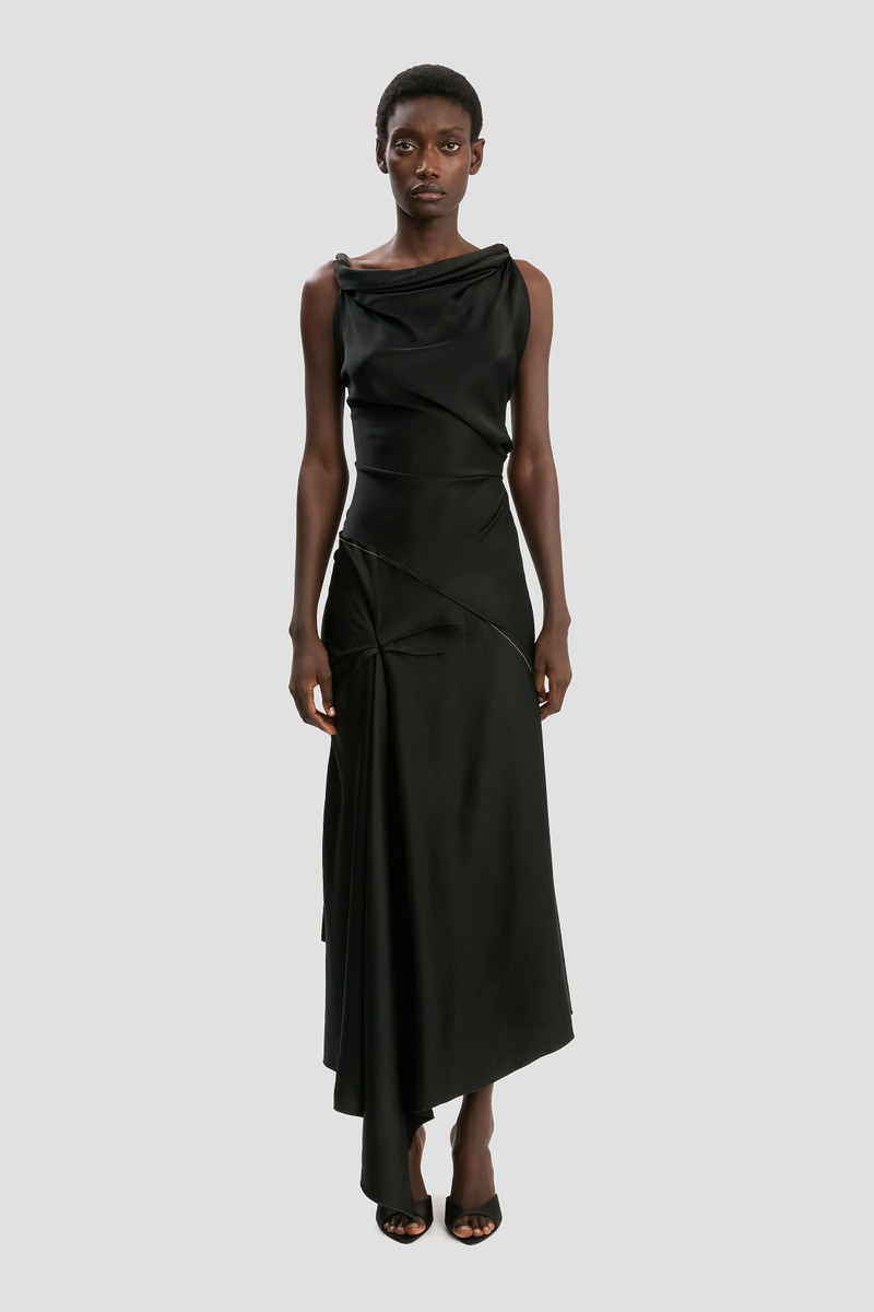 Victoria Beckham Posy Midi Dress In Black outlook