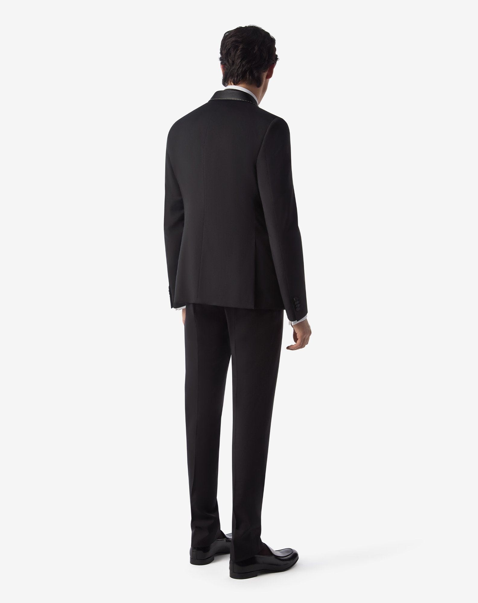 Black 130's wool twill tuxedo - 4