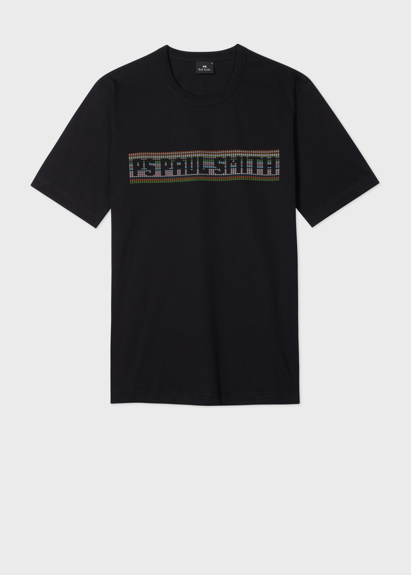 Black 'Stitch Stripe Logo' Print T-Shirt 1