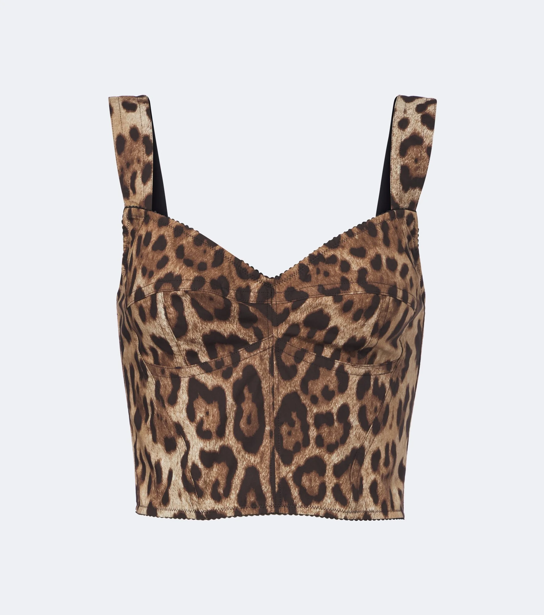 Leopard-print cotton-blend bustier top - 1
