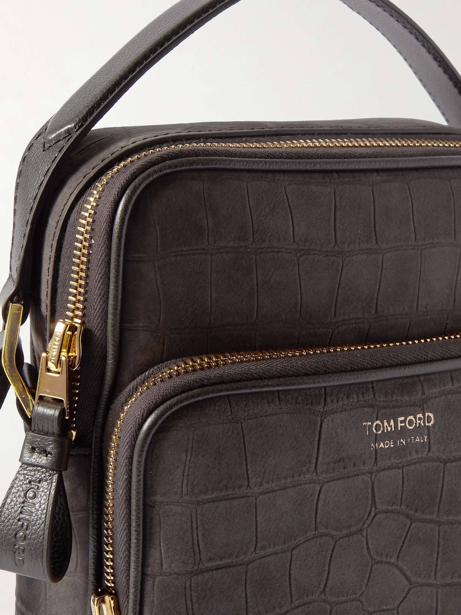 Croc-Effect Nubuck Messenger Bag - 5
