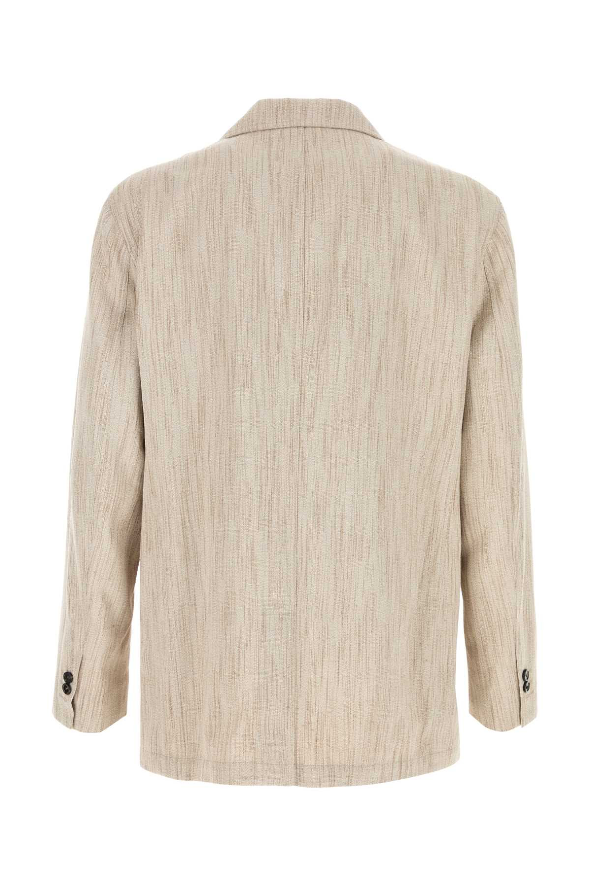 Bottega Veneta Men Melange Sand Viscose Blend Blazer - 2