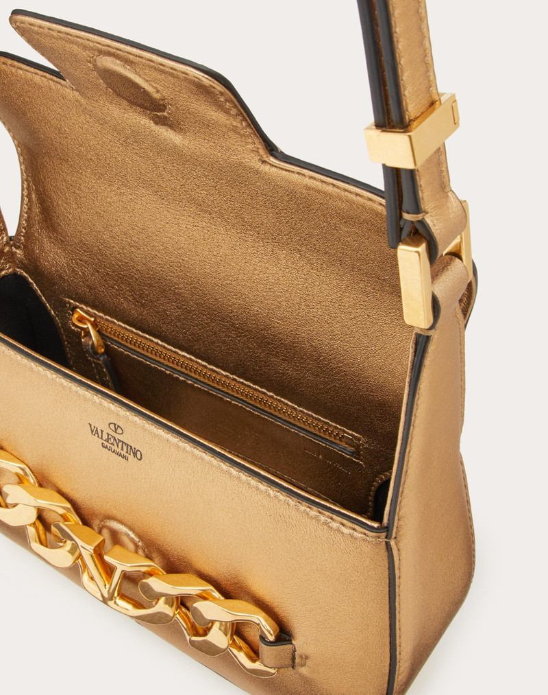 VLOGO CHAIN SMALL LAMINATED NAPPA SHOULDER BAG 4